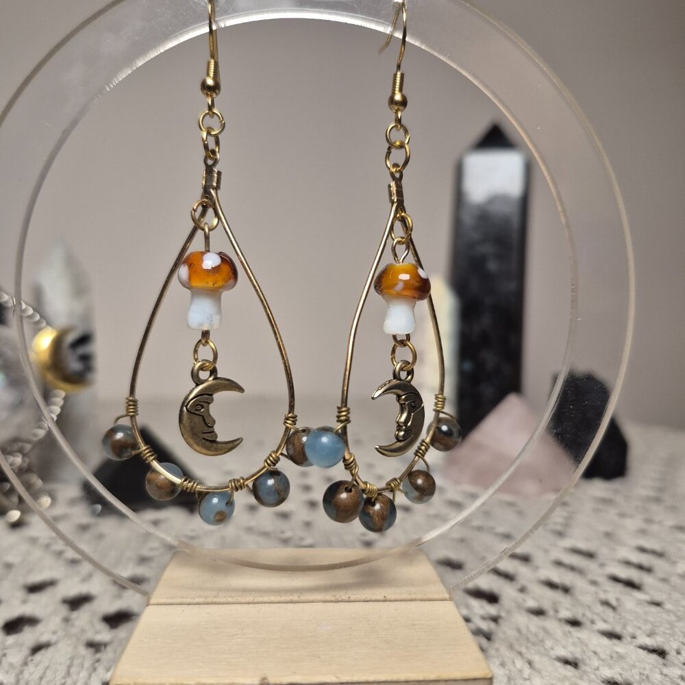 GOLDEN AQUA QUARTZ Teardrop Handmade Earrings - Picture 4 of 5